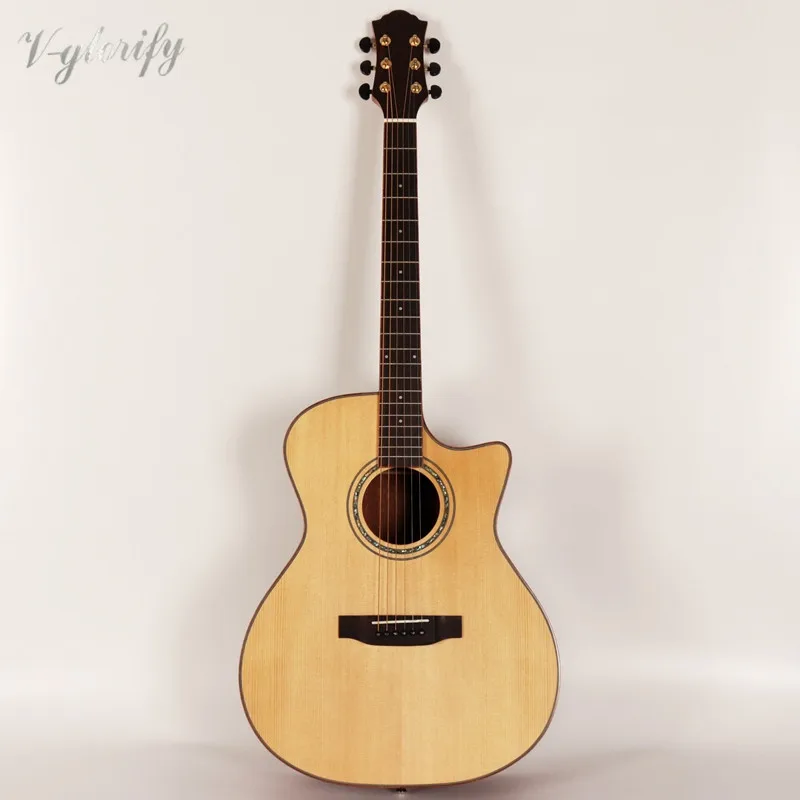

41 inch high quality 6 string acoustic guitar nature color