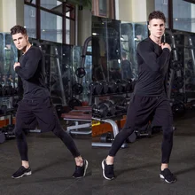 Быстросохнущая футболка с длинными рукавами для бега Мужская футболка для тренировок Homme Спортивная футболка для фитнеса одноцветная футболка Camisas Gym Hombre