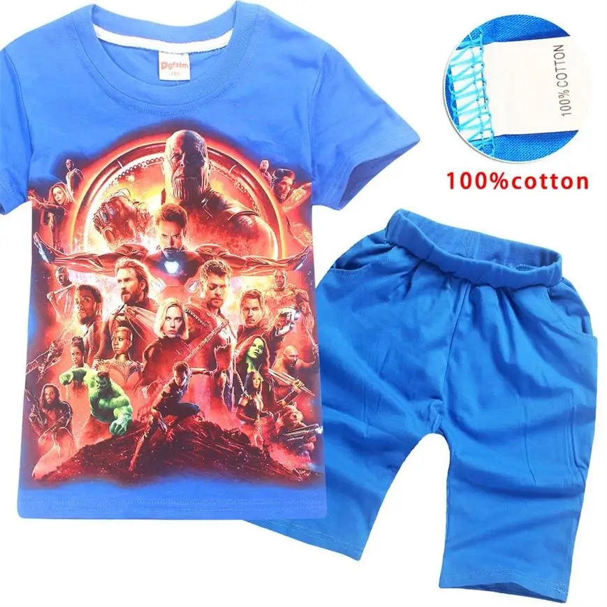 Мстители: коллекция года, новая детская летняя футболка, футболка Топ+ штаны, спортивные комплекты, спортивные комплекты, комплекты одежды - Цвет: color at picture