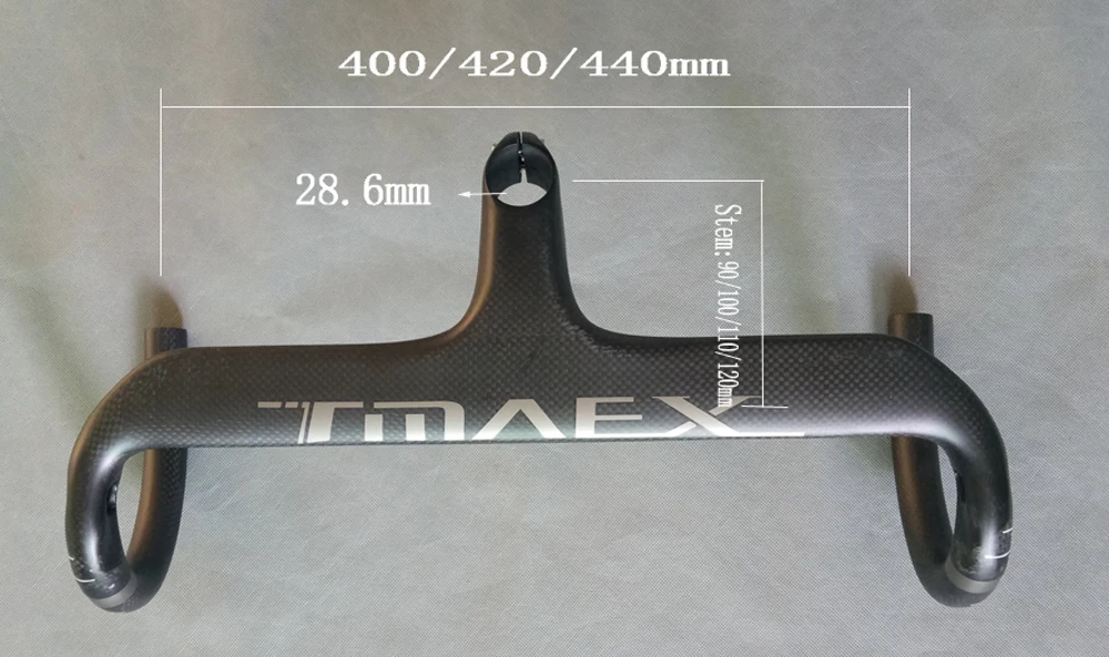 TMAEX дорожный велосипед Комплексная углерода 3K из углеродного волокна, руль серебристый матово-с 28,6 мм стволовых 400/420/440 мм карбоновый шоссейный руль 335 г
