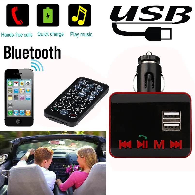 

Wireless Handsfree SD USB LCD Charger Car Kit MP3 Bluetooth FM Transmitter With Remote Controller 2017 car accessories n1