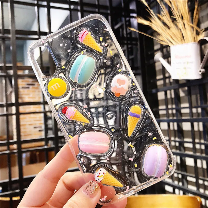 

Cute 3D Clear Macarons Cake Ice Cream Case For iPhone 7Plus Transparent Soft TPU Telefon Kilifi Cover For iPhone X 8 7 6 6s Plus