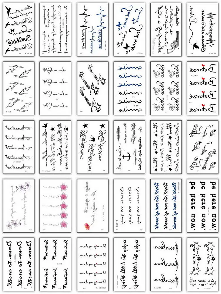 30 шт./партия, временная татуировка для женщин, роза, лотос, Подсолнух, тату, маленькая на руку, шея, запястье, текст, сердцебиение, тату, поддельный водонепроницаемый набор