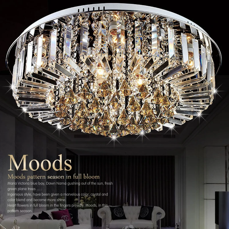 

Remote Controller Dimmable Modern Chrome Led Ceiling Light Living Room Luxury Lustre De Cristal Led Lighting For Foyer