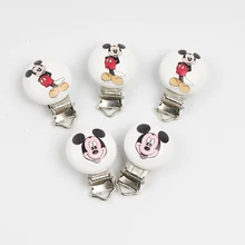 5 шт. Смешанные Симпатичные Соски застежками деревянный многоцветный Мышь узор здоровья держатели ребенок смешно Соски держатель Зажимы 45x30 мм