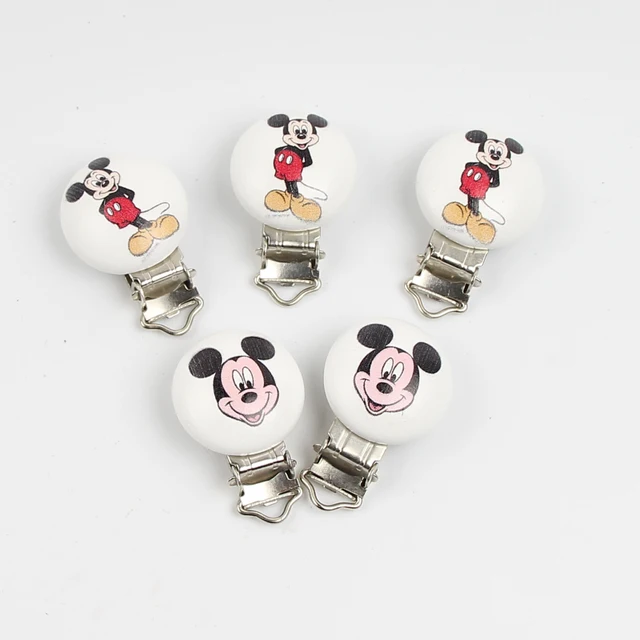 5pcs Mixed Cute Pacifier Clasps Wooden Multicolor Mouse Pattern Health Holders C 5pcs Mixed Cute Pacifier Clasps Wooden Multicolor Mouse Pattern Health Holders C