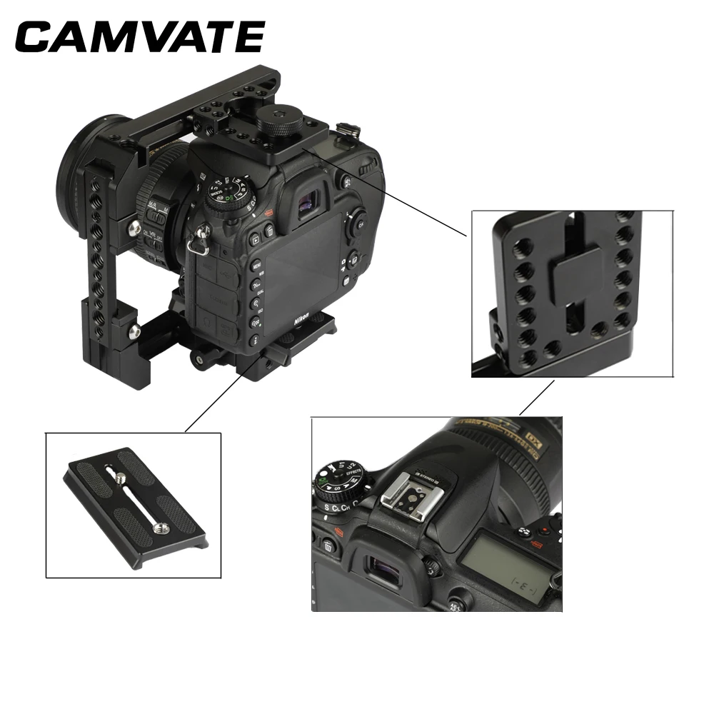 CAMVATE регулируемая камера половина клетки Rig с Manfrotto Quick Release Baseplate C2058|Аксессуары