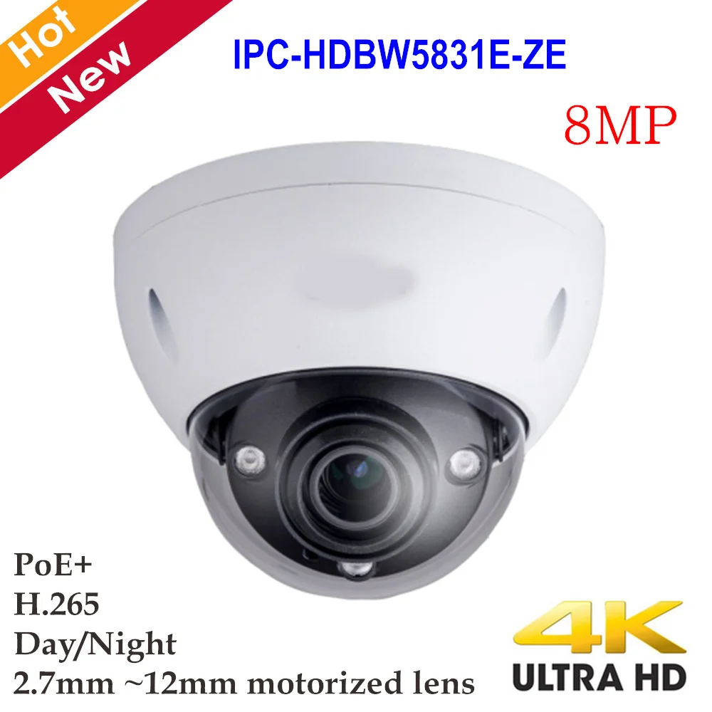 

8MP WDR IR Dome Camera H.265 Day Night 2.7mm-12mm Motorized lens IR 50m Support POE and 128g Storage IPC-HDBW5831E-ZE IP Camera