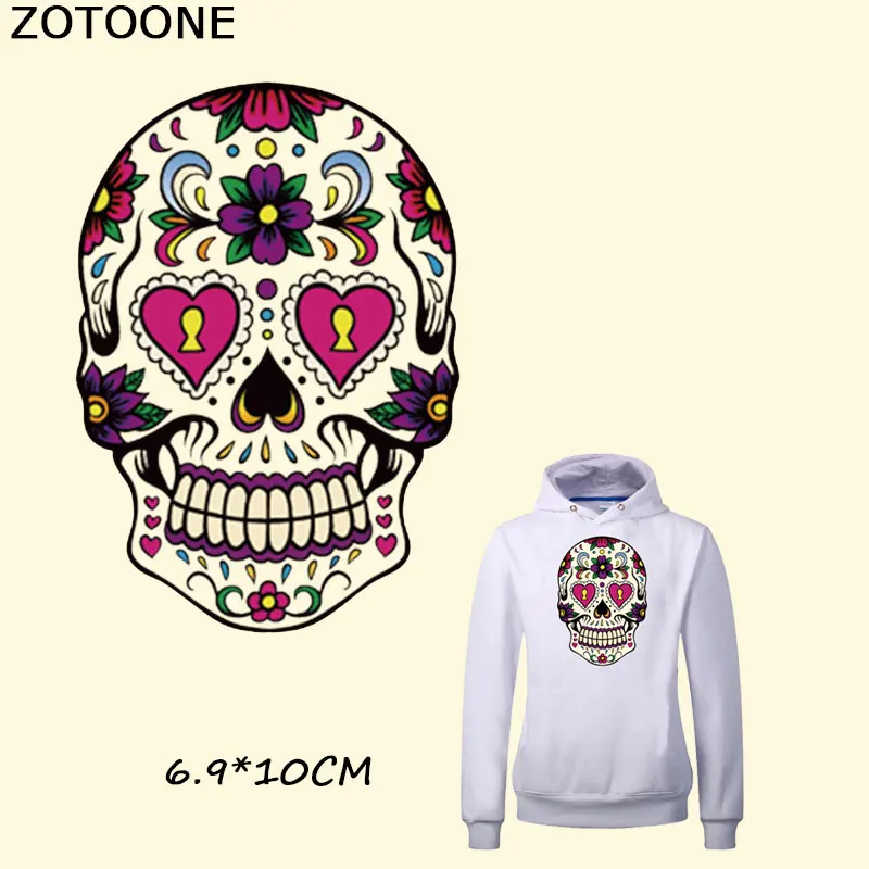 

ZOTOONE Colorful Skull Patch Parches T-shirt Dresses Sweater A-level Washable Iron On Patches DIY Accessory Decoration C