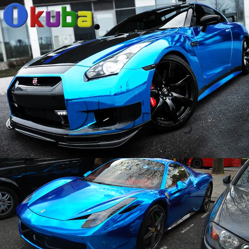 

Chrome Blue Mirror Vinyl with Bubble Free Air Release DIY Wrap Sheet Film Car Sticker Decal Car Styling
