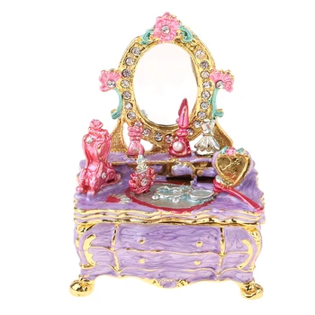 

Handcrafted Retro Crafts 1/12 Miniature Crystal Jewelry Storage Box Simulation Dressing Table Furniture Model Toys Collectibles