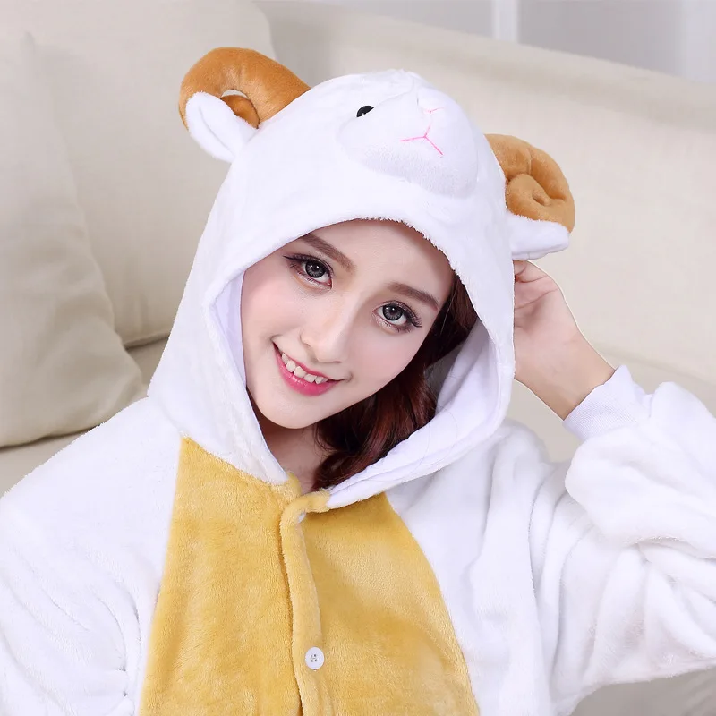 大人のフランネルパジャマ,動物,ヤギ,白,羊,ナイトウェア,新しい