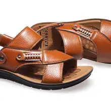 Новинка года; пляжная обувь из воловьей кожи; мужские трендовые повседневные Нескользящие сандалии; мужские сандалии; шлепанцы; кроссовки суперзвезды