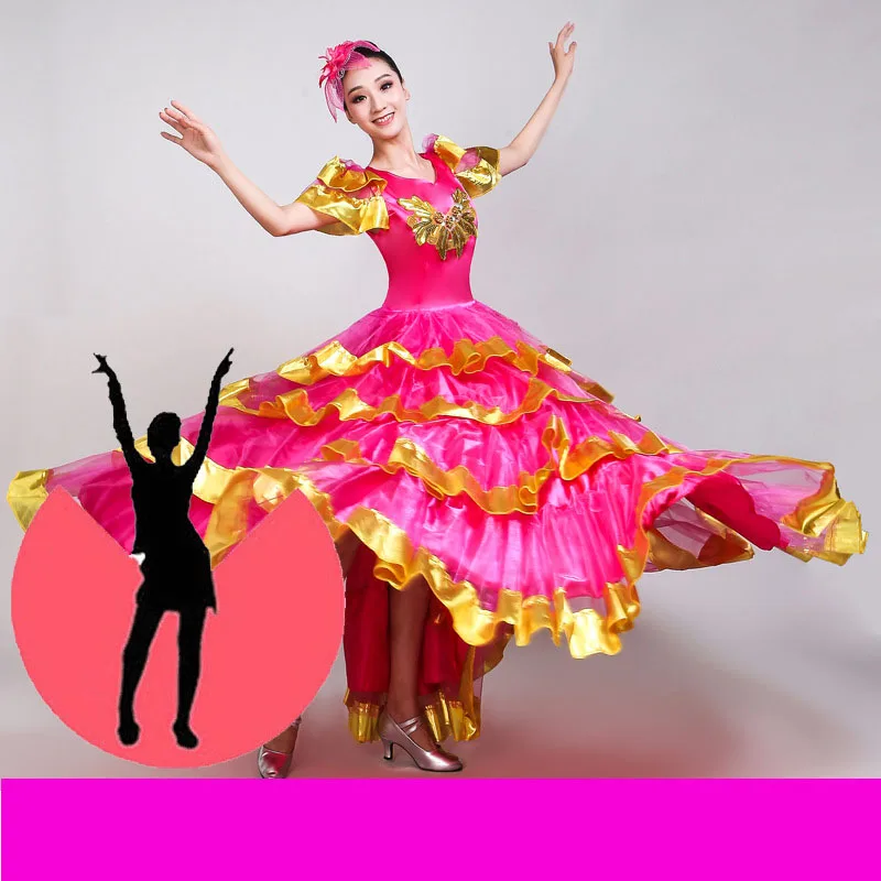 Испанское фламенко, танцевальные платья, женская сценическая одежда, женская одежда для танцоров, женское бальное платье для латинских танцев для взрослых - Цвет: 540 degree circle