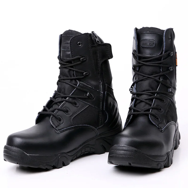 Мужские военные тактические ботинки для пустыни; Мужская Уличная Водонепроницаемая походная обувь; желтые мужские кроссовки с нескользящей подошвой; спортивная обувь для альпинизма - Цвет: Black