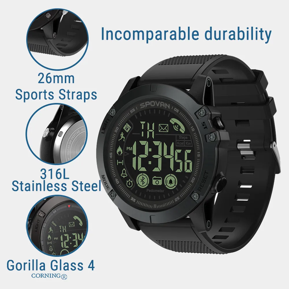 

VOBERRY Bluetooth 4.0 Smartwatch Monitoring Waterproof Smart Watch Men For IOS Android multiple languages Camera smart watchgps