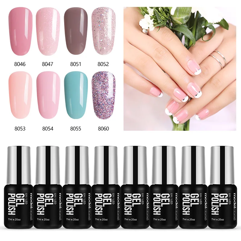 Modelones 8Pcs/Lot 7ML UV Nail Gel Polish Long Lasting Soak Off Led UV