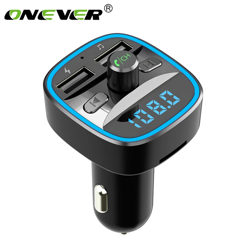 Onever Bluetooth 5,0, fm-передатчик, двойной USB порт, зарядное устройство, fm-модулятор, mp3-плеер, автомобильная зажигалка, Bluetooth, Handfree, вызов, mp3-плеер - Название цвета: Черный