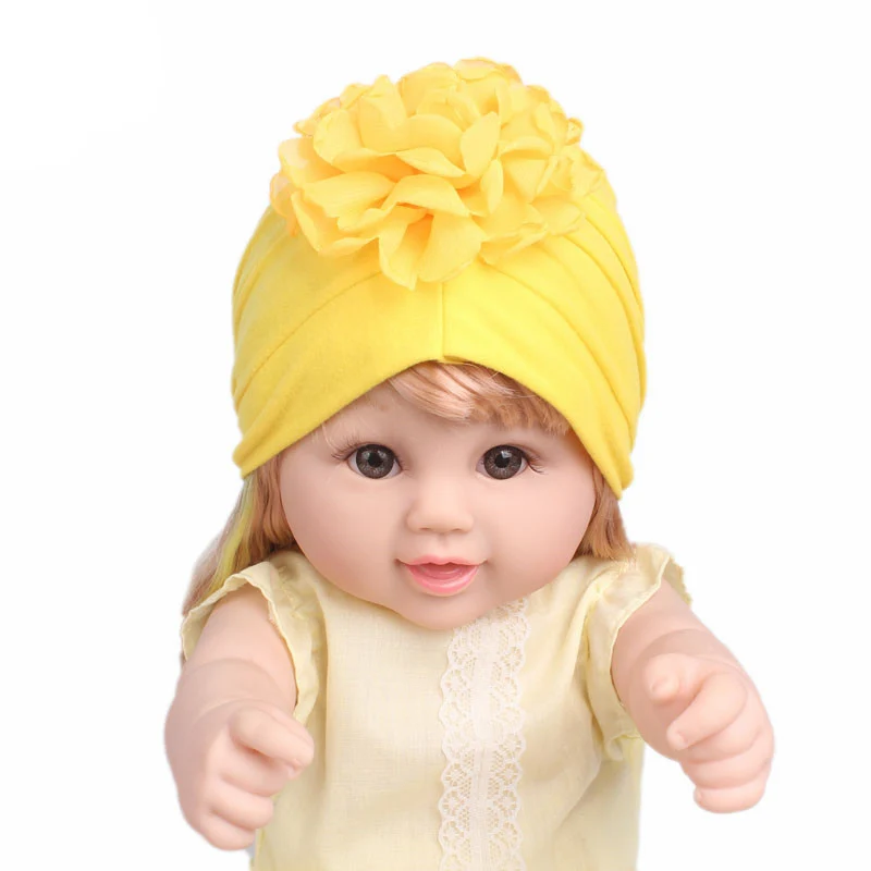 Для новорожденного ребенка хлопок шапочка Цветок Сутулиться кепки шляпа дети Turbante дети складной большой цветок кепки зима хлопковая детская шапка
