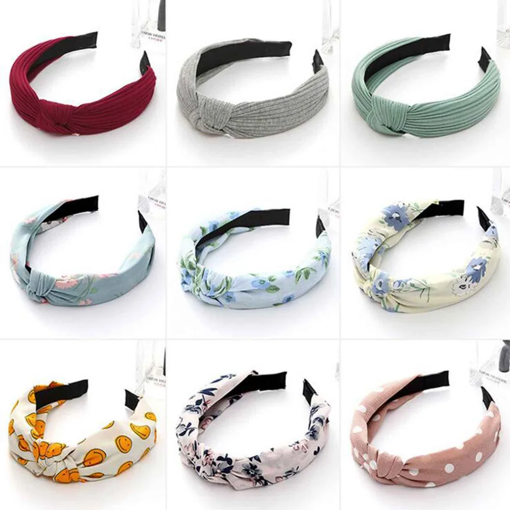 

2019 New Fashion Knot Turban Headband For Women Elastic Hairband Hair Accessories No Slip Stay on Knotted Head band Women