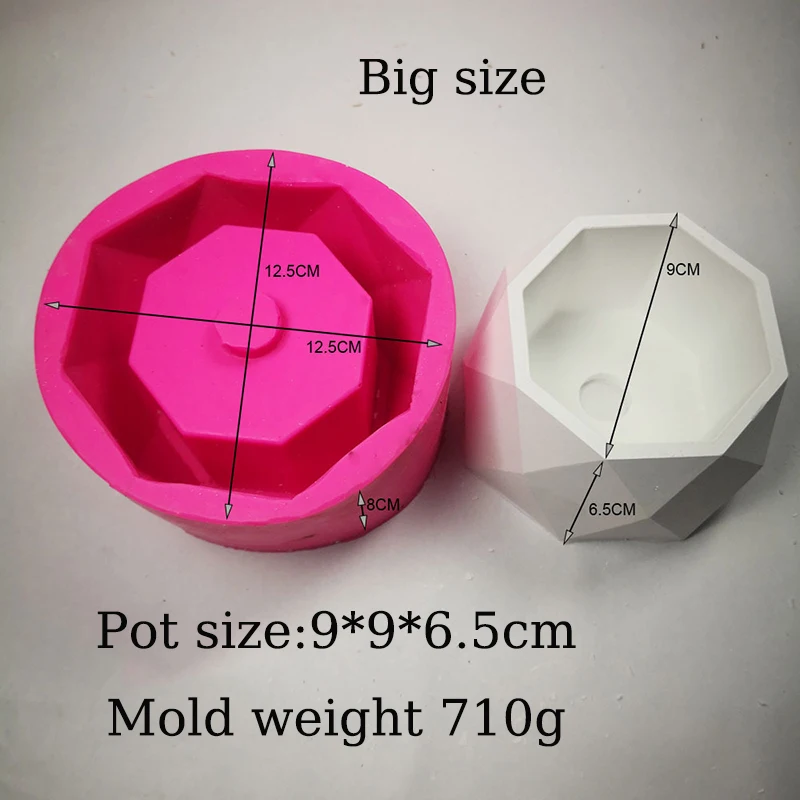 Геометрические суккулентные растения горшок Силиконовые формы для бетона подсвечник Гипсовая Штукатурка ремесло плесень восьмиугольник цемент глина цветочный горшок формы