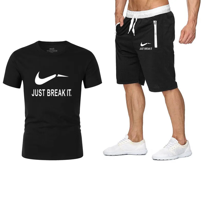 

2019 Hot-Selling Summer New Man's Shorts Casual Shorts 2-piece set Fashion LOGO print Sweatpants Fitness Short Jogger M-2XL