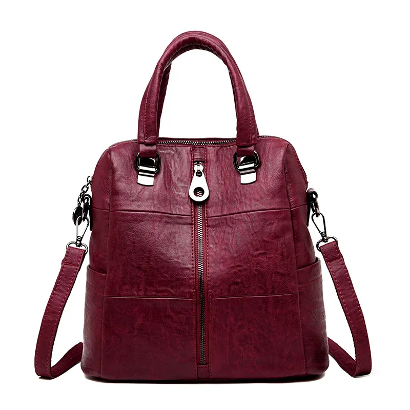 

3-in-1 Women Leather Backpacks Vintage Female Shoulder Bag Sac a Dos Travel Ladies Bagpack Mochilas School Bags For Girls Preppy