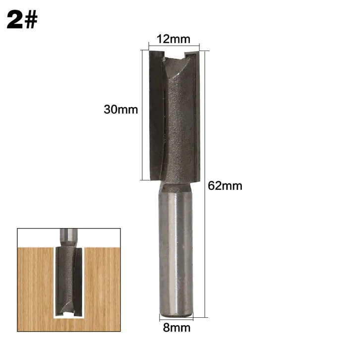 1 шт. 8 мм хвостовик прямые длинные лезвия заподлицо отделка древесины фрезы промышленного класса две флейты деревообрабатывающие фрезы