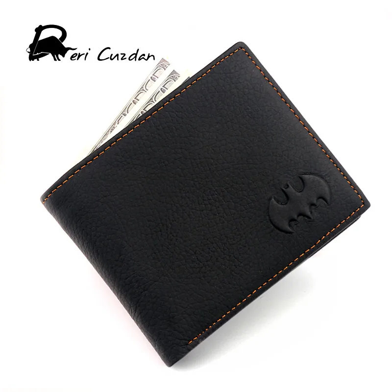 DERI CUZDAN Batman Wallets Men's Genuine Leather Wallet Simple Thin Wallet Men Anime Purses Male Portfolio Men's Wallets Vallet