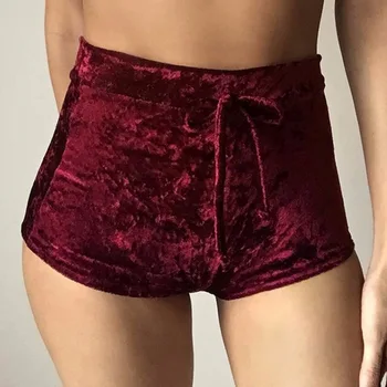 

Droppshiping 2017 Women Velvet Drawstring Shorts Casual High Waist Spring Summer Sexy Skinny Short Pants dg88