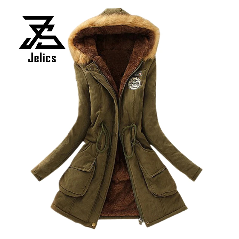 Jelics/Высококачественная женская зимняя парка куртка плотное Женское пальто с