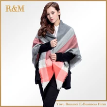 140x140cm winter acrylic cashmere tartan plaid scarf brand blanket shawl designer pashmina wrap stole for Lady