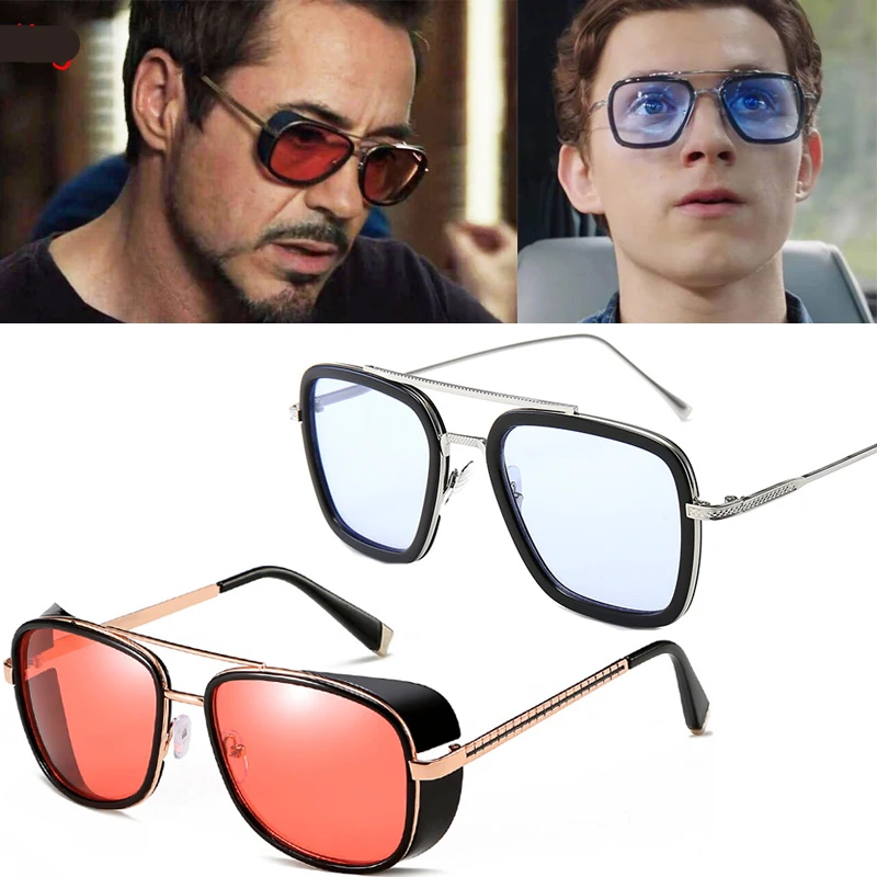 Spider-Man: Far From Home Sunglasses Cosplay Props Retro Edith Glasses Iron Man TONY Stark Sunglasses