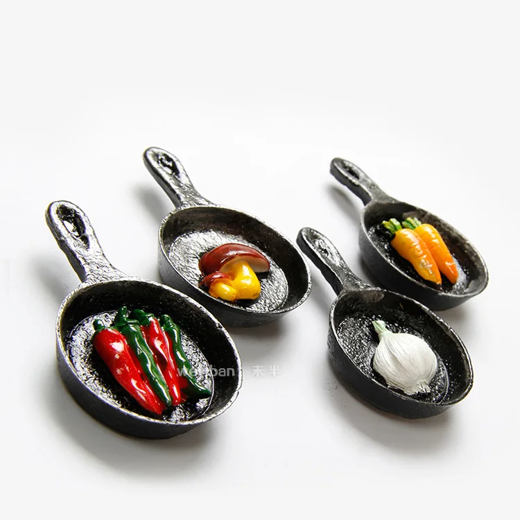 

Free shipping ( 4 pcs/lot ) upscale lovely Food frying pan enamel fridge refrigerator magnets three-dimensional hand crafts