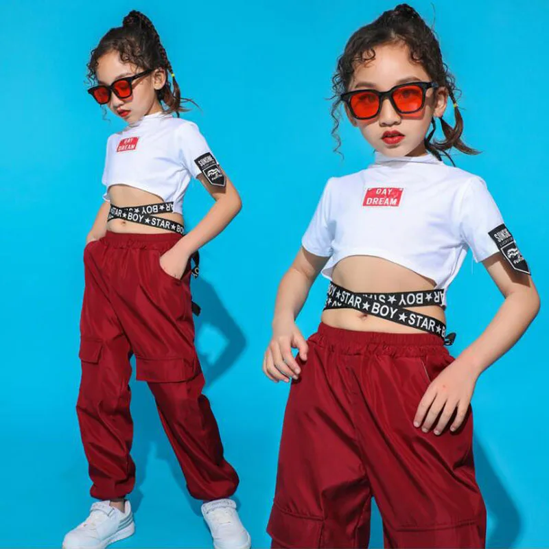 Детская одежда в стиле хип хоп одежда танцевальные костюмы обувь для девочек Укороченный свитшот рубашка Топ Jogger Брюки Джаз бальные танцы