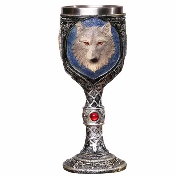 

3D Wolf King Goblet Resin 304 Stainless Steel Coffee Tea Beer Drinking Cup home Decoration Collection Unique Gifts For Men 180ml