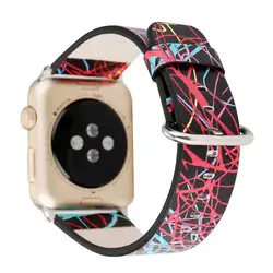 Ремешок для Apple Watch iwatch серии 1 2 3 Кожаный ремешок 42 мм 38 мм Красочный Полосатый пространство браслет из металла пряжка группа
