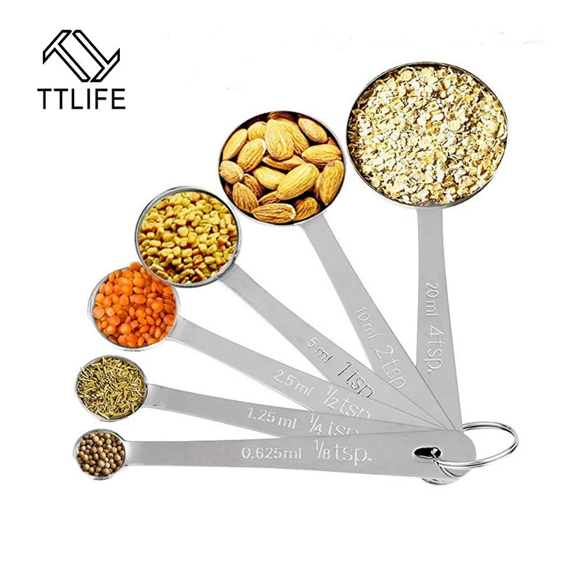 

TTLIFE 6PCS Kitchen Measuring Spoons Measuring Cups Spoon Cup Baking Utensil Set Kit Measuring Tools For Baking Coffee Tea