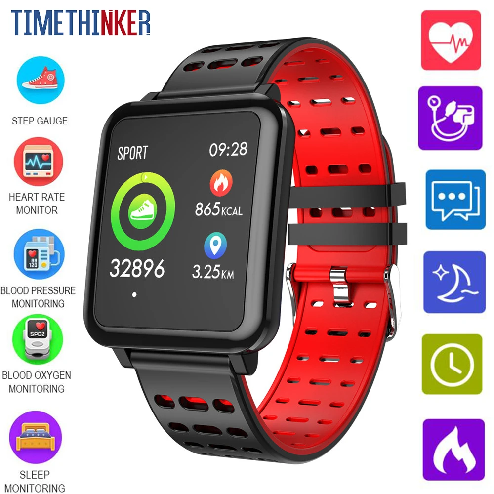 Timethinker Smart Watch IP68 Sport Modes Heart Rate Monitor Step Count Long Standby Multiple Languages T2 Smartwatch Woman Man