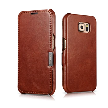 

ICARER Luxury Genuine Leather Vintage Flip Cover For Samsung Galaxy S6 Premium Quality Phone Case With Magnetic closure
