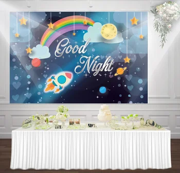 

HUAYI Stars heart shaped rainbow dots good night photography backdrop background for kids childrens birthday party xt-7471