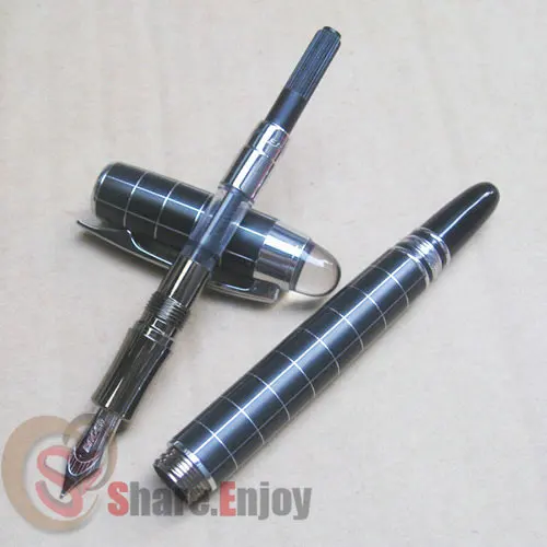 Перьевая ручка средней длины BAOER 79 черный и серебристый в клетку|baoer 79|fountain pen