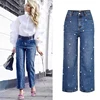 Sherhure 2022 Vaqueros de cintura alta de cordón de pierna ancha, pantalón de jean recto para mujer Denim Pantalones Pantalon Mujer ► Foto 1/6