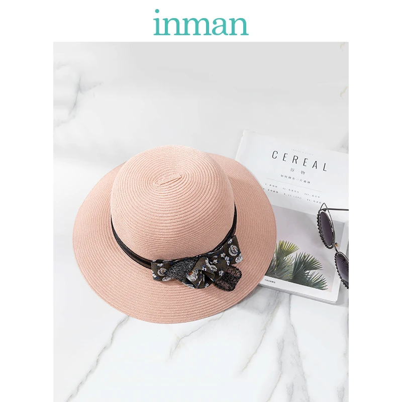 

INMAN Women Holiday Trip Style Sun Beach Hat Lady Romantic Leisure Print Line Flower Pattern Hat