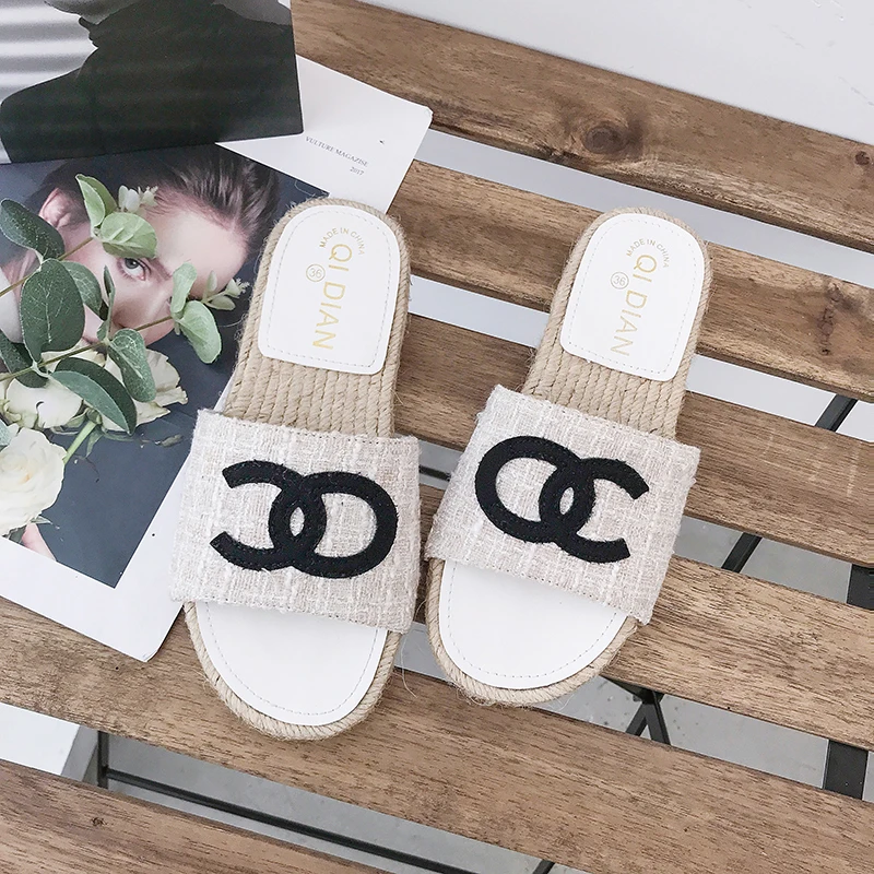 

2019 Summer New Slippers Women Shoes Fisherman Shoes Flat Comfortable Peep Toe Jacquard Cloth Slippers