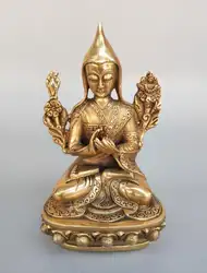 Изысканный Чистая латунь Тибетский Будда статуя