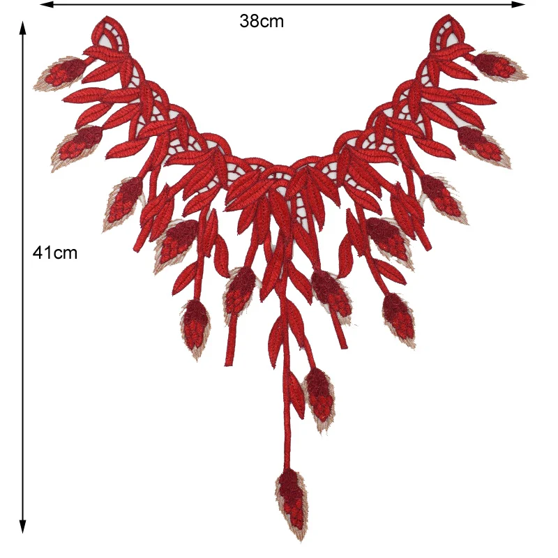 Красная кружевная ткань платье аппликация мотив Блузка Шитье отделка «сделай сам» на декольте Воротник украшение костюма аксессуары Скрапбукинг