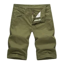 Для мужчин шорты новинка г.; модные летние Повседневное хлопок тонкий армия-зеленый пляжные шорты для бега длиной до колена цвет шорты мужские