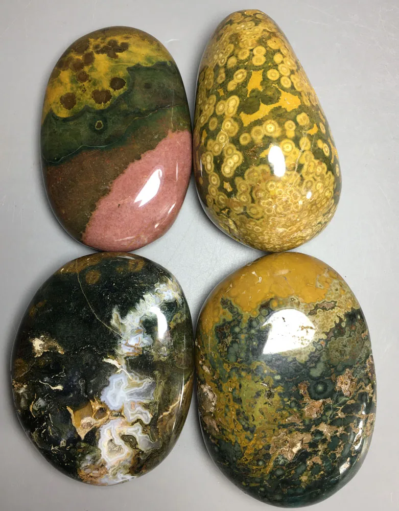 

1093g 4pcs High quality RARE NATURAL OCEAN JASPER QUARTZ egg christian gifts stone