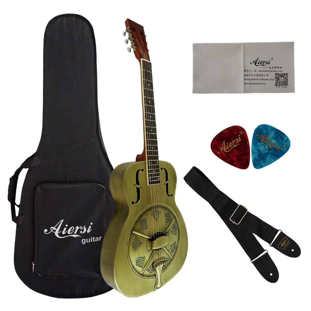 

China Chrome Plated Bell brass O style Resonator Guitar with free case